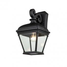 Elstead Bayview Single Light Large Outdoor Wall Lantern in Black Finish with Clear Bevelled Glass