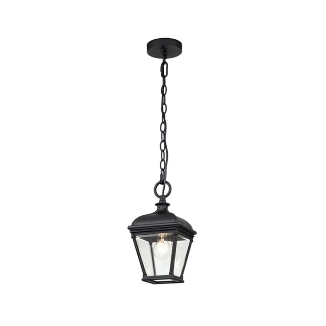 Elstead Lighting Elstead Bayview Single Light Medium Porch Pendant Lantern in Black with Clear Bevelled Glass
