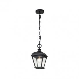 Elstead Bayview Single Light Medium Porch Pendant Lantern in Black with Clear Bevelled Glass