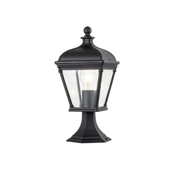 Elstead Lighting Elstead Bayview Single Light Outdoor Pedestal Light in Black with Clear Bevelled Glass