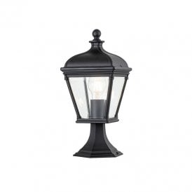 Elstead Bayview Single Light Outdoor Pedestal Light in Black with Clear Bevelled Glass
