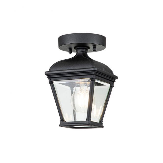 Elstead Lighting Elstead Bayview Single Light Porch Ceiling Lantern in Black with Clear Bevelled Glass