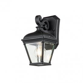 Elstead Bayview Single Light Small Outdoor Wall Lantern in Black with Clear Bevelled Glass