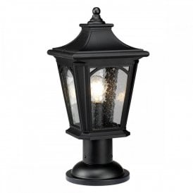 Elstead Bedford Coastal Single Light Pedestal Fitting in Mystic Black Finish with Seeded Glass