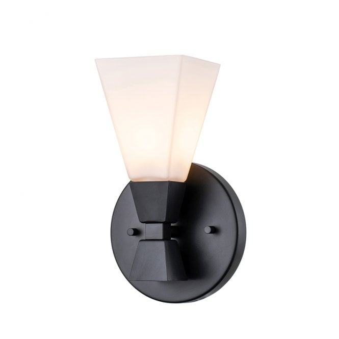 Elstead Lighting Elstead Bowtie Single Light Bathroom Glass Wall Fitting In Matt Black Finish