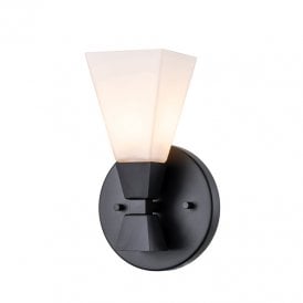 Elstead Bowtie Single Light Bathroom Glass Wall Fitting In Matt Black Finish