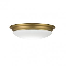 Elstead Brompton Single LED Flush Ceiling Light in Brushed Brass Finish