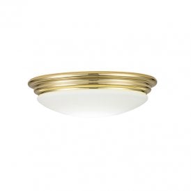 Elstead Brompton Single LED Flush Ceiling Light in Polished Brass Finish