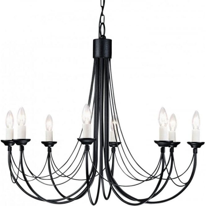 Elstead Lighting Elstead Carisbrooke 8 Light Candelabra Style Ceiling Fitting in a Black Finish