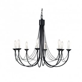 Elstead Carisbrooke 8 Light Candelabra Style Ceiling Fitting in a Black Finish