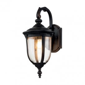 Elstead Cleveland Single Light Medium Outdoor Hanging Wall Lantern in Weathered Bronze with Clear Seeded Glass