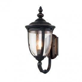 Elstead Cleveland Single Light Medium Outdoor Up Wall Lantern in Weathered Bronze with Clear Seeded Glass