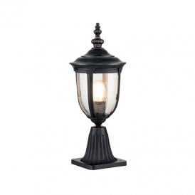 Elstead Cleveland Single Light Pedestal Light in Weathered Bronze with Clear Seeded Glass