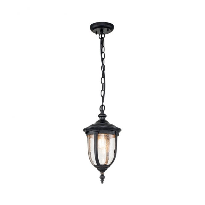 Elstead Lighting Elstead Cleveland Single Light Small Pendant Porch Lantern in Weathered Bronze with Clear Seeded Glass