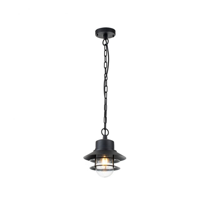 Elstead Lighting Elstead Copenhagen Single Light Outdoor Porch Pendant Lantern In Black With Clear Glass