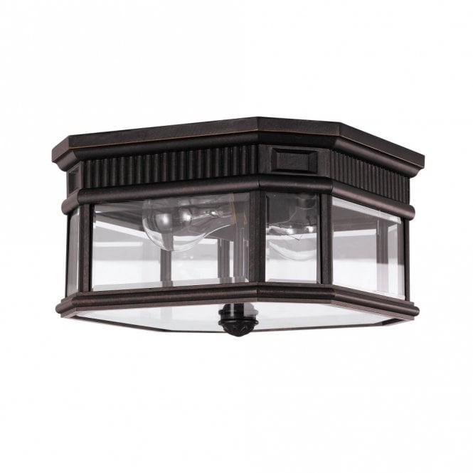 Elstead Lighting Elstead Cotswold Lane 2 Light Flush Ceiling Light in Black Finish (Outdoor)