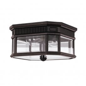 Elstead Cotswold Lane 2 Light Flush Ceiling Light in Black Finish (Outdoor)