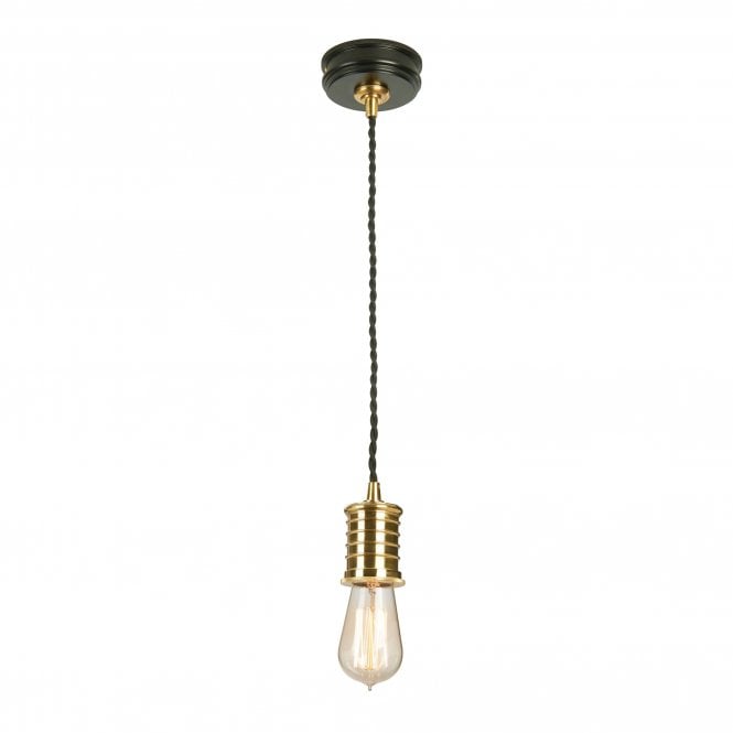 Elstead Lighting Elstead Douille Single Light Ceiling Pendant In Black And Polished Brass Finish