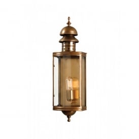 Elstead Downing Street Single Light Solid Brass Outdoor Wall Lantern in Antique Brass