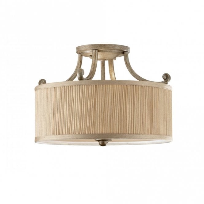 Elstead Lighting Elstead Feiss Abbey 3 Light Semi-Flush Ceiling Fitting in a Silver Sand Finish