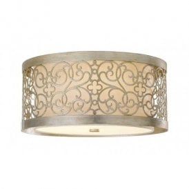 Elstead Feiss Arabesque 2 Light Flush Ceiling Fitting in a Silver Leaf Patina