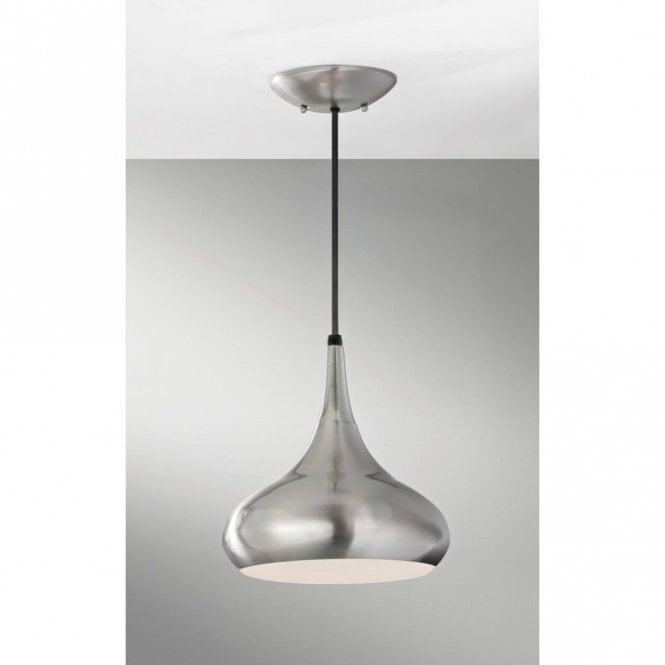 Elstead Lighting Elstead Feiss Beso Medium Single Light Brushed Steel Ceiling Pendant with Black Trim