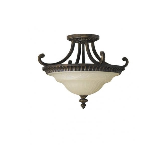 Elstead Lighting Elstead Feiss Drawing Room 2 Light Semi-Flush Uplighter Ceiling Fitting in a Walnut Finish