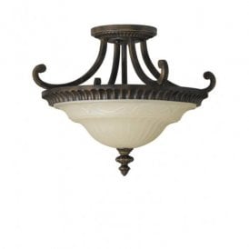 Elstead Feiss Drawing Room 2 Light Semi-Flush Uplighter Ceiling Fitting in a Walnut Finish