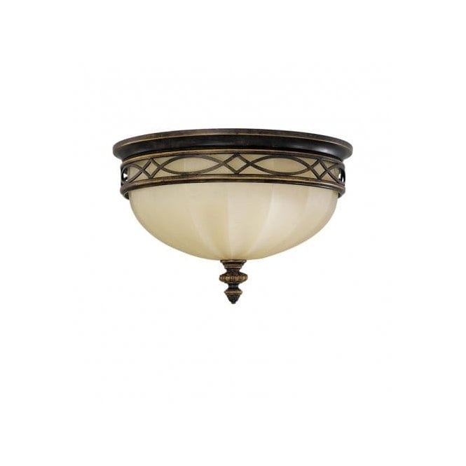 Elstead Lighting Elstead Feiss Drawing Room 3 Light Domed Flush Ceiling Fitting in a Walnut Finish