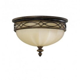 Elstead Feiss Drawing Room 3 Light Domed Flush Ceiling Fitting in a Walnut Finish