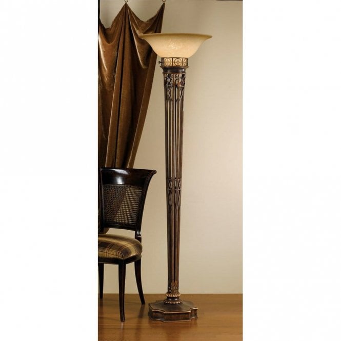Elstead Lighting Elstead Feiss Opera Single Light Torchiere Floor Lamp with Speckled Scavo Glass