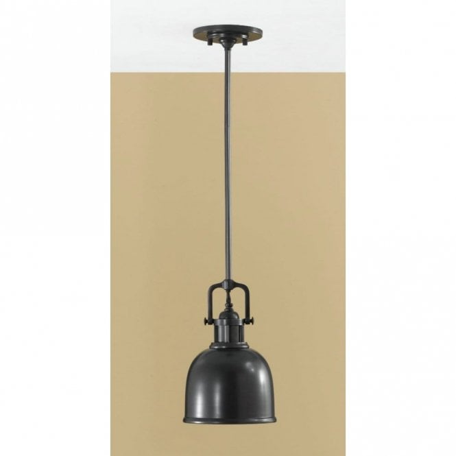 Elstead Lighting Elstead Feiss Parker Place Single Light Mini Pendant in Dark Bronze with Opal Glass