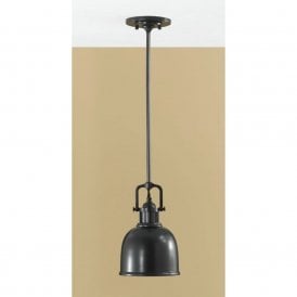 Elstead Feiss Parker Place Single Light Mini Pendant in Dark Bronze with Opal Glass