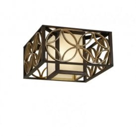 Elstead Feiss Remy 2 Light Flush Ceiling Fitting in Heritage Bronze and Parisienne Gold Finishes