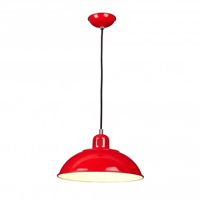 Elstead Lighting Elstead Franklin Single Light Ceiling Pendant in Traffic Red Enamel Finish