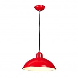 Elstead Franklin Single Light Ceiling Pendant in Traffic Red Enamel Finish