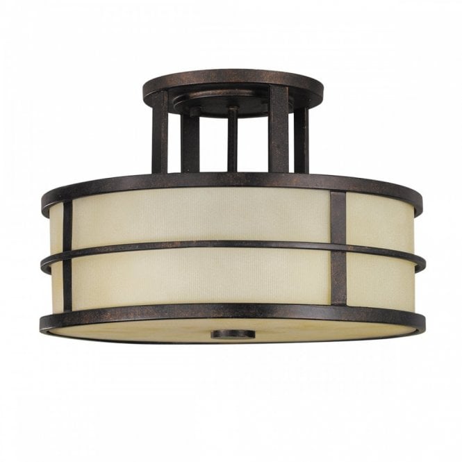 Elstead Lighting Elstead Fusion 3 Light Semi Flush Ceiling Fitting in Grecian Bronze Finish