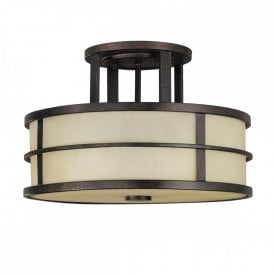 Elstead Fusion 3 Light Semi Flush Ceiling Fitting in Grecian Bronze Finish
