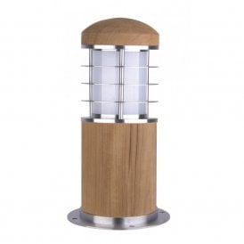 Elstead Garden Zone Poole Single Light Low Energy Mini Bollard with Teak Wood
