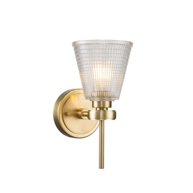 Elstead Lighting Elstead Gunnislake Single LED Bathroom Wall Fitting in Brushed Brass Finish With Clear Glass