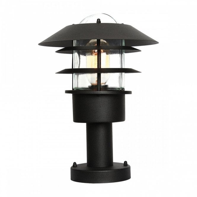 Elstead Lighting Elstead Helsingor Stainless Steel Single Light Outdoor Wall Pedestal Fiting in Matt Black Finish