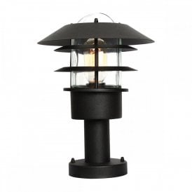 Elstead Helsingor Stainless Steel Single Light Outdoor Wall Pedestal Fiting in Matt Black Finish