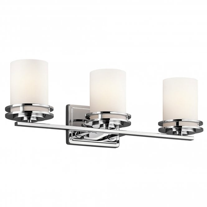 Elstead Lighting Elstead Hendrik 3 LED Wall Fitting in Polished Chrome Finish with Satin-Etched Glass Shades