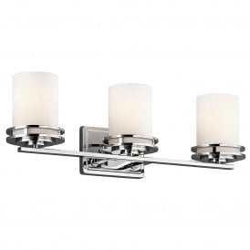 Elstead Hendrik 3 LED Wall Fitting in Polished Chrome Finish with Satin-Etched Glass Shades