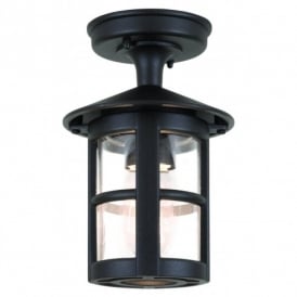 Elstead Hereford Single Light Outdoor Semi-Flush Ceiling Lantern in a Black Finish
