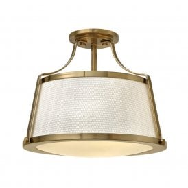 Elstead Hinkley Charlotte 3 Light Semi Flush Ceiling Fitting In Brushed Caramel Finish