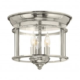 Elstead Hinkley Gentry 3 Light Flush Ceiling Fitting In Polished Nickel Finish
