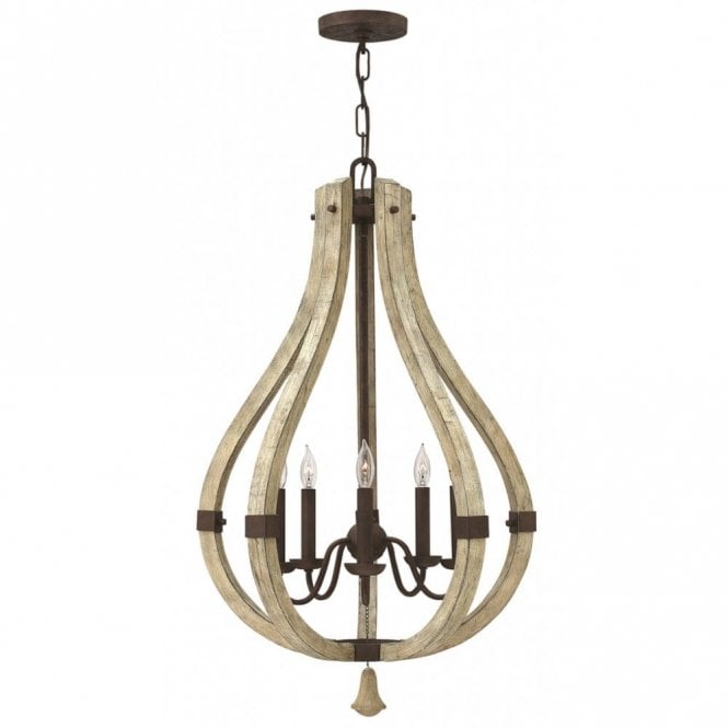 Elstead Lighting Elstead Hinkley Middlefield 5 Light Chandelier Pendant with Iron Rust Finish