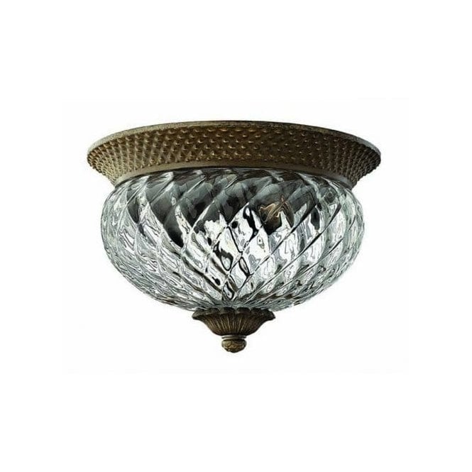 Elstead Lighting Elstead Hinkley Plantation 2 Light Flush Ceiling Fitting in Pearl Bronze