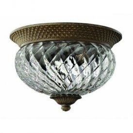 Elstead Hinkley Plantation 2 Light Flush Ceiling Fitting in Pearl Bronze